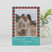 Carte De Remerciements Red Merry and Married Wedding Christmas (Debout devant)