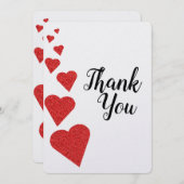 Carte de remerciements Red Parties scintillant Hea (Devant / Derrière)