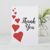 Carte de remerciements Red Parties scintillant Hea (Debout devant)