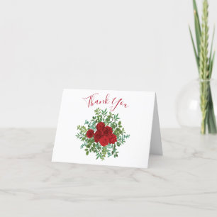 Carte De Remerciements Red Peony et Rose Floral Mariage