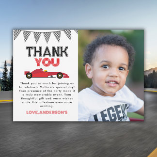 Carte De Remerciements Red Race Voiture Anniversaire Photo