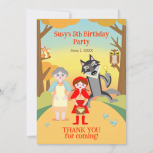 Carte De Remerciements Red Riding Hood Fête d'anniversaire