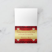 Carte De Remerciements Red Roses & Hearts, Gold & Black Mariage (Intérieur)