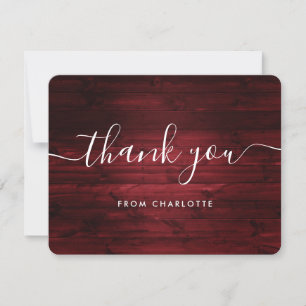 Carte De Remerciements Red Rustic Wood Wedding shower Anniversaire