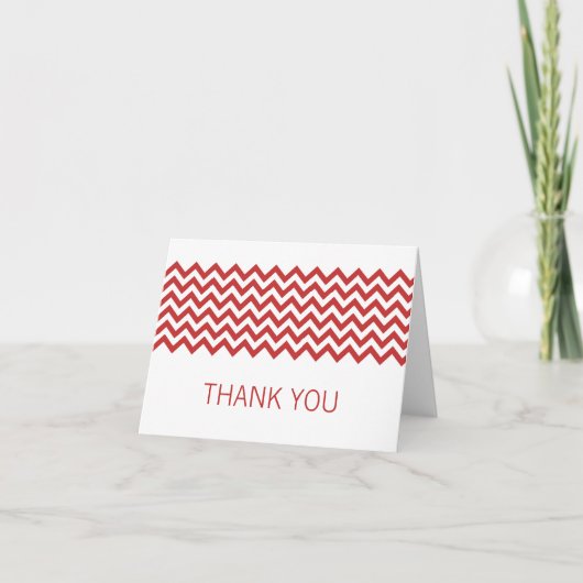 Carte de remerciements Red Simple Chevron (Devant)