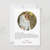 Carte De Remerciements Red Simple Photo Wedding Thank You Card W Note (Dos)
