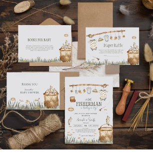 Carte De Remerciements Reel Fun Fishing Baby shower aquarelle