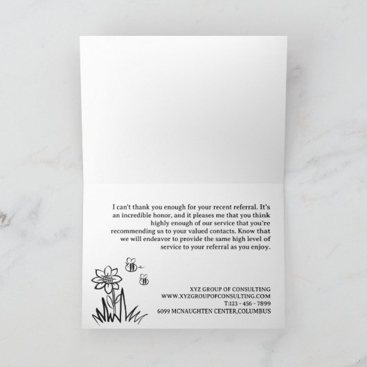 Carte De Remerciements Référence client Creative Black & White (Intérieur)