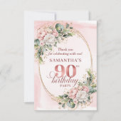 Carte De Remerciements Refined Dusty Pink Gold Greenery 90th Birthday   (Devant)