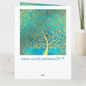 Carte De Remerciements Réflexion de l'arbre d'or sur Blue Peacock (Dos)