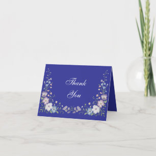 Carte De Remerciements Regal bleu Vintage Élégance Jardin Fleuris