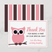 Carte De Remerciements Regardez qui est presque arrivé !  Chouette rose (Devant / Derrière)