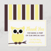 Carte De Remerciements Regardez qui est presque dû ! Chouette jaune (Devant / Derrière)