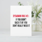 Carte De Remerciements Règle Sysadmin 3 Si vous ne l'avez pas sauvegardée (Debout devant)