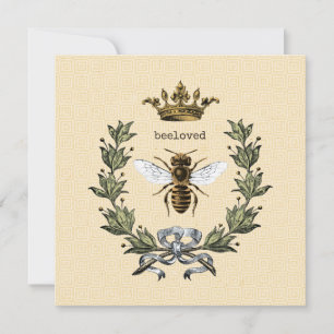 Carte De Remerciements Reine des abeilles avec la couronne sur des carrés