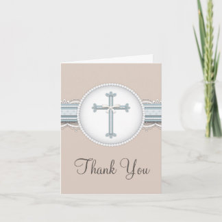 Carte de remerciements religieux beige de