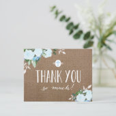 Carte de remerciements religieux bleu de toile de (Debout devant)