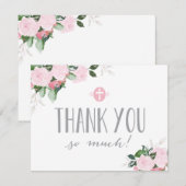 Carte de remerciements religieux de fleurs (Devant / Derrière)