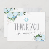 Carte de remerciements religieux de fleurs (Devant / Derrière)