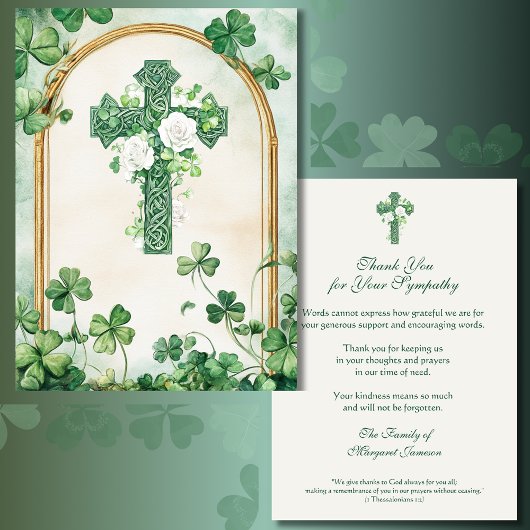 Carte De Remerciements Religious Catholic Irish Celtic Cross Condolence 