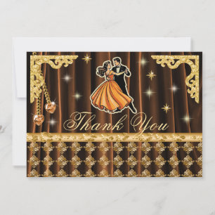 Carte De Remerciements Remerciement 80e anniversaire Gold avec danseurs
