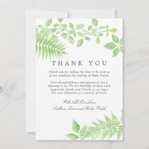 Carte De Remerciements Remerciement Baby Shower Aquarelle Verdure