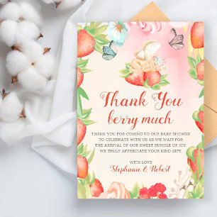 Carte De Remerciements Remerciement Baby Shower Baies Douces Fraise