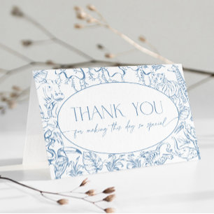 Carte De Remerciements Remerciement Baby Shower Blue Safari Toile de Jouy