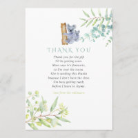 Remerciement Baby Shower Feuille d'Eucalyptus Koal
