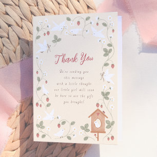 Carte De Remerciements Remerciement Baby Shower Fille Oiseaux & Baies