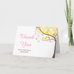 Carte De Remerciements Remerciement Baby Shower Fleur Jaune & Rose pour O