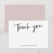 Carte De Remerciements Remerciement Blush Lettre Main Moderne (Devant / Derrière)