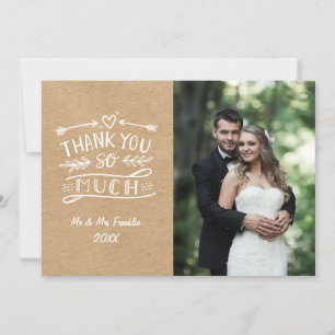 Carte De Remerciements Remerciement Bohème de Mariage Rustique Kraft Phot