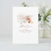 Carte De Remerciements Remerciement Bohème Terre Cuite et Fleurs Blanches (Debout devant)