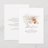 Carte De Remerciements Remerciement Bohème Terre Cuite et Fleurs Blanches (Devant / Derrière)