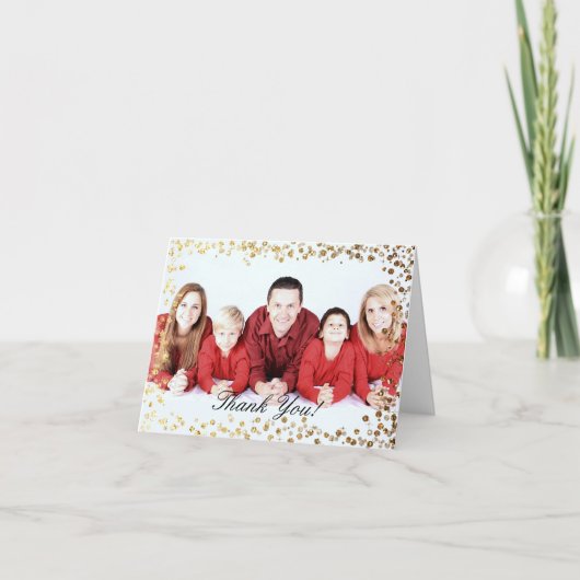 Carte De Remerciements Remerciement Bokeh Ombré Paillettes Fausse Dorée (Devant)