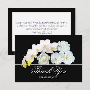 Carte De Remerciements Remerciement botanique Orchidée Rose Pivoine chic