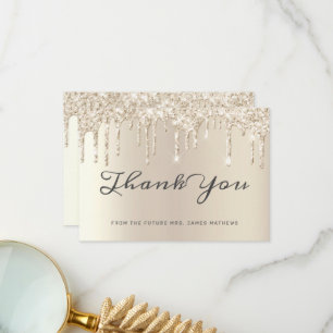 Carte De Remerciements Remerciement chic de mariage avec gouttes de paill