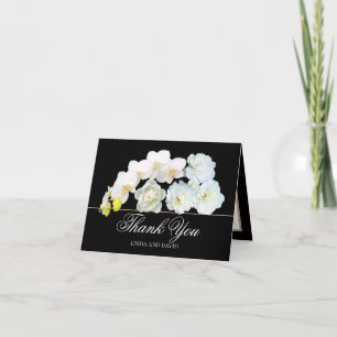 Carte De Remerciements Remerciement chic et élégant Roses Orchidées Pivoi