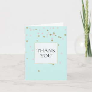 Carte De Remerciements Remerciement Confetti Rose Pâle Or Menthe