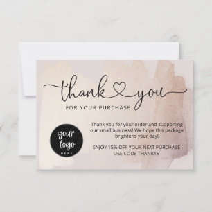 Carte De Remerciements Remerciement d'affaires pour la commande Insert Bl