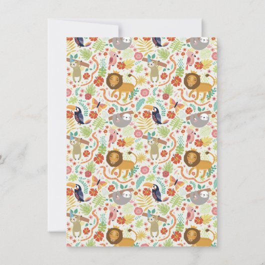 Carte De Remerciements Remerciement d'animaux de Safari, Thème de jungle  (Dos)