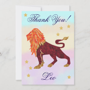 Carte De Remerciements Remerciement d'anniversaire Lion peint à la main