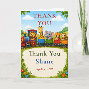 Carte De Remerciements Remerciement d'anniversaire pour train d'animaux d