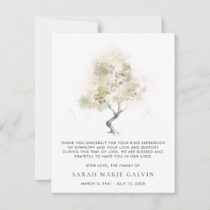 Carte De Remerciements Remerciement d'arbre minimal moderne de deuil à l'