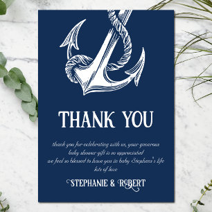 Carte De Remerciements Remerciement de Baby Shower Ancre Blanc Nautical