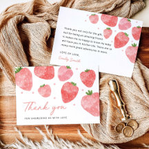 Remerciement de Baby Shower aux Fraises Douces