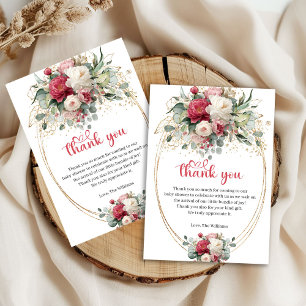 Carte De Remerciements Remerciement de Baby Shower Boho Rouge Bourgogne V