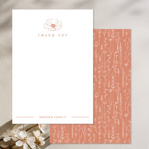 Carte De Remerciements Remerciement de Baby Shower Fleur Sauvage Terracot