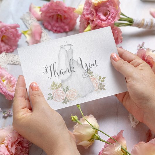 Carte De Remerciements Remerciement de Baby Shower Floral Aquarelle Rose